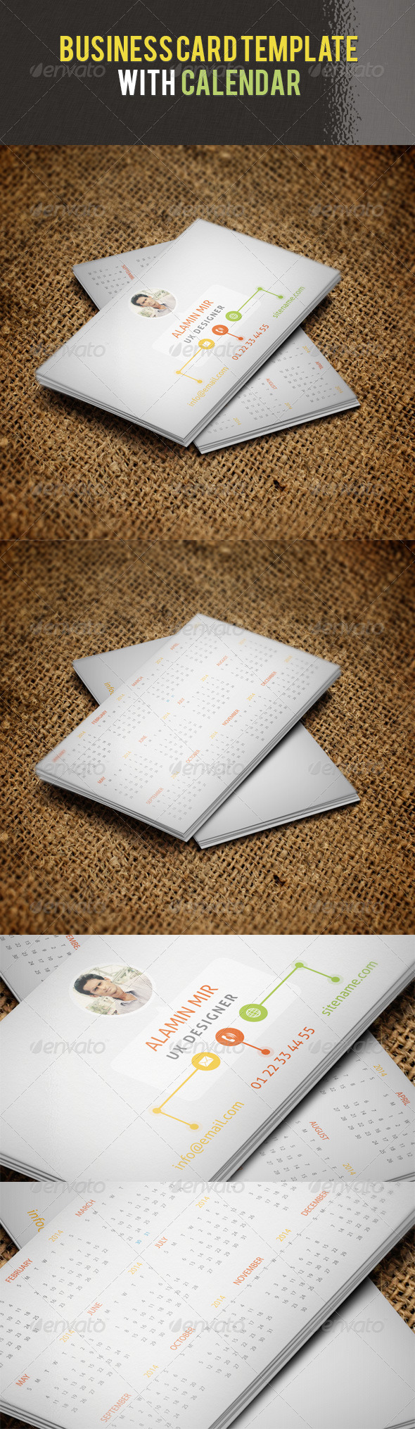 Business Card with 2014 Calendar - Corporate Business Cards