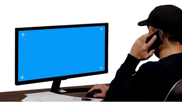 Software Engineer and Mockup Blue Screen, Alpha Channel alt