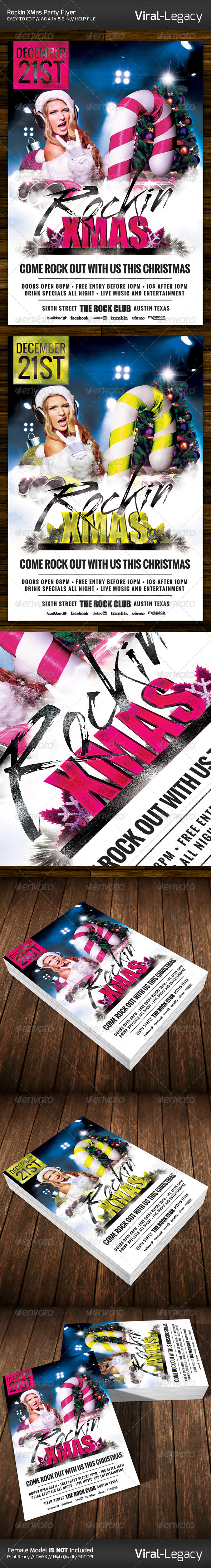 Rockin XMas Party Flyer - Events Flyers
