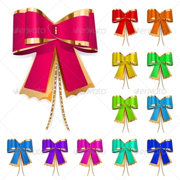 Set Of Multicolored Bows - Decorative Symbols Decorative