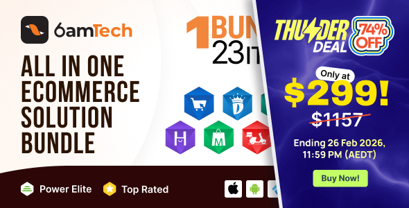 6amTech eCommerce solution bundle - All modules of 6amMart, 6Valley, StackFood, Demandium and more