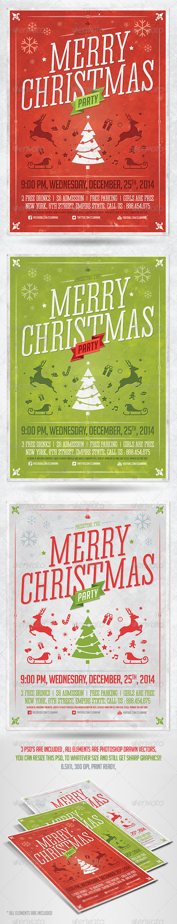 Retro Christmas Party Flyer Template