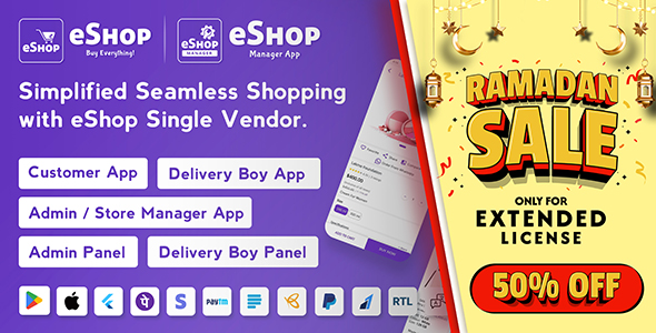 eShop - Multi Vendor eCommerce App & eCommerce Vendor Marketplace Flutter App