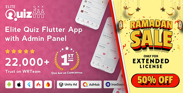 Elite Quiz - Trivia Quiz | Quiz Game - Flutter Full App + Admin Panel