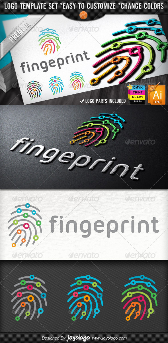 Digitally Circuits Security Finger Print Logo Temp - Symbols Logo Templates