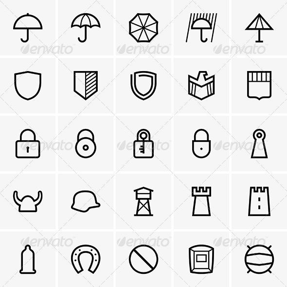 Protection Icons - Decorative Symbols Decorative