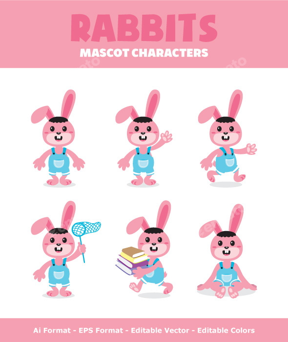 Rabbits Mascot Characters