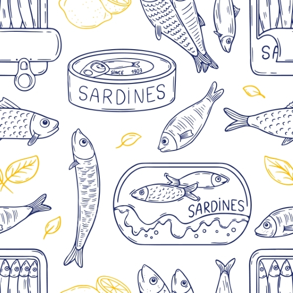 Sardines Seamless Pattern