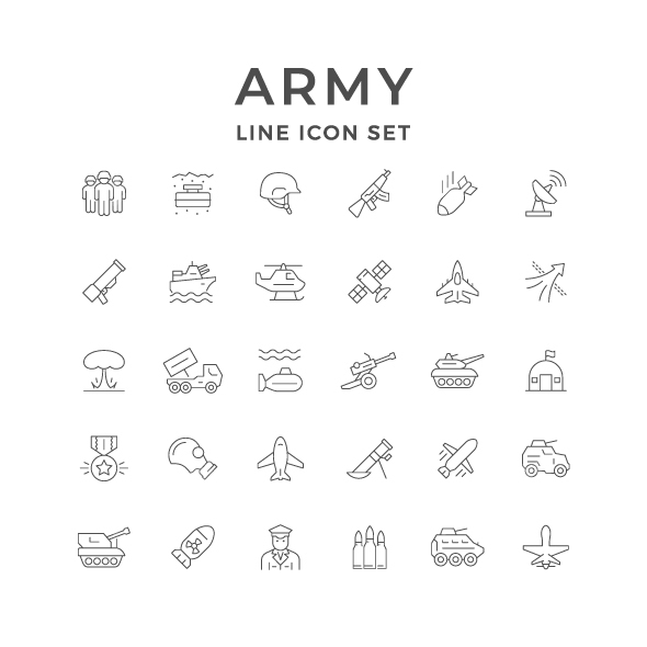 Set Line Icons of Army