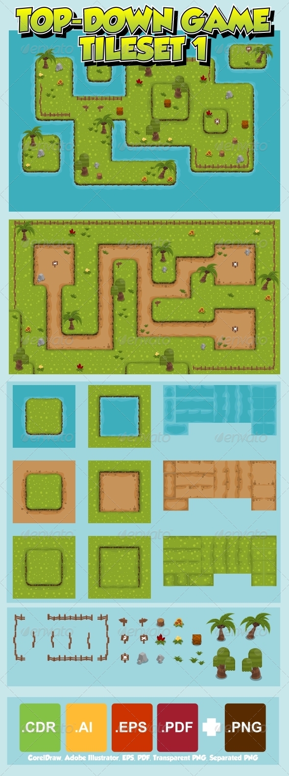 Top Down Game Tileset 1 By PzUH GraphicRiver