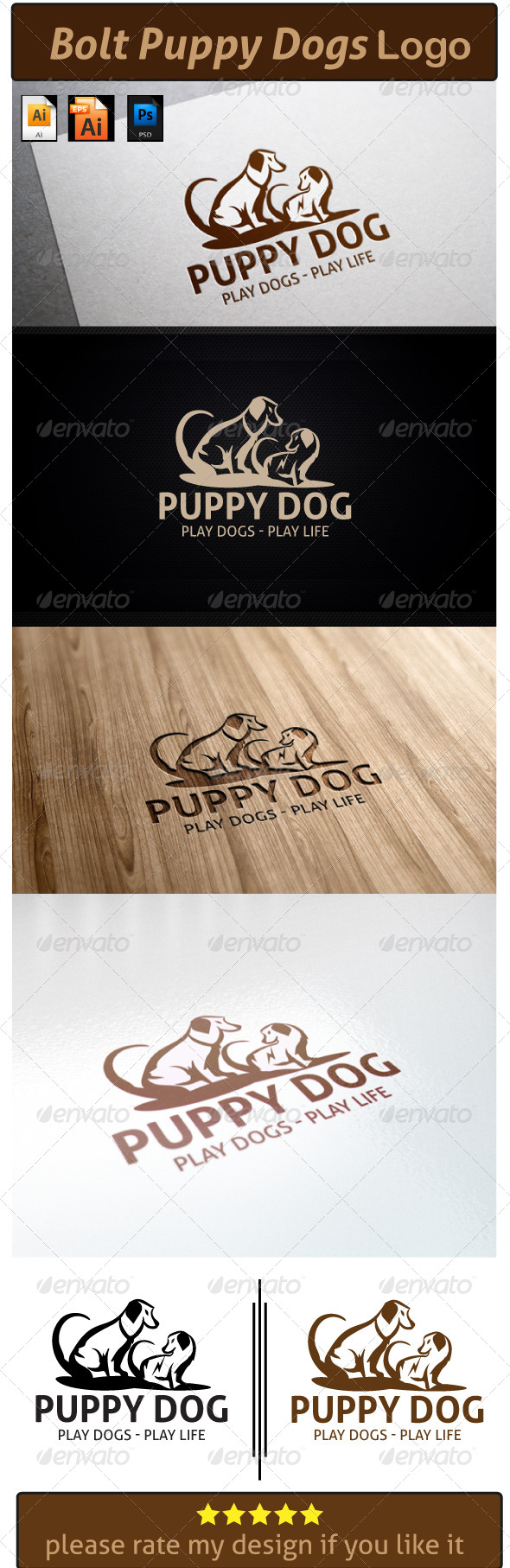 Bolt Puppy Dogs Logo - Animals Logo Templates