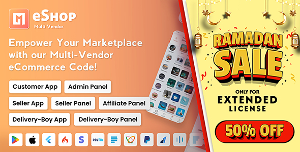 eShop - Multi Vendor eCommerce App & eCommerce Vendor Marketplace Flutter App