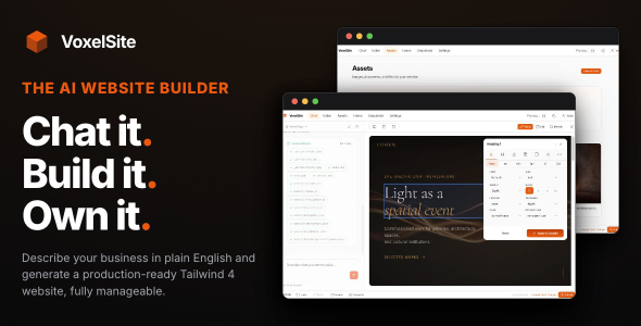 VoxelSite — AI Website Generator · Self-Hosted · Own Your Files