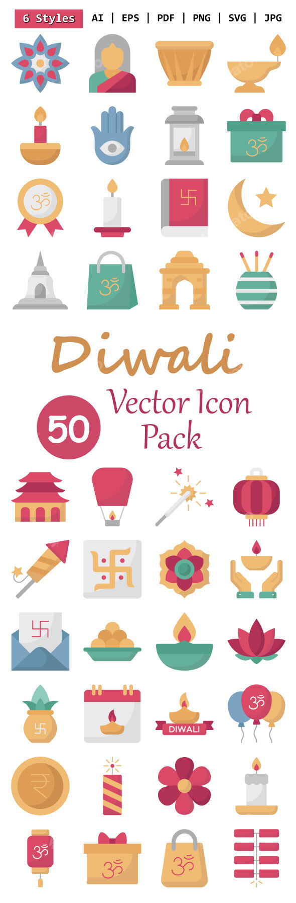 Diwali Icons Pack – Festival of Lights Icon Set