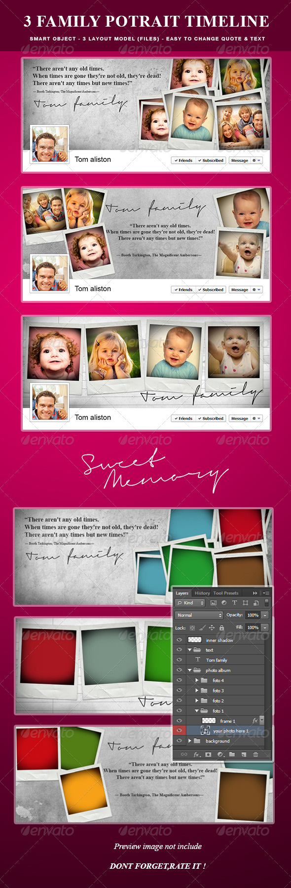 Family Potrait Memory & Quote Timeline Album - Facebook Timeline Covers Social Media