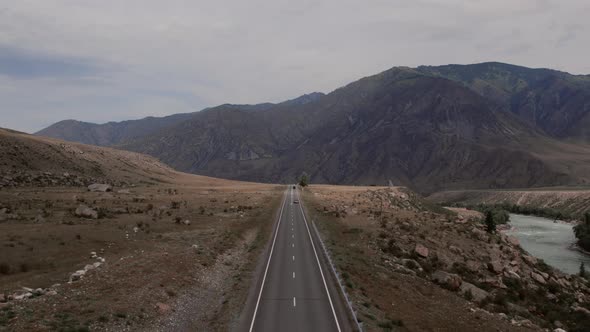 Mountains and Chuya highway in Altai