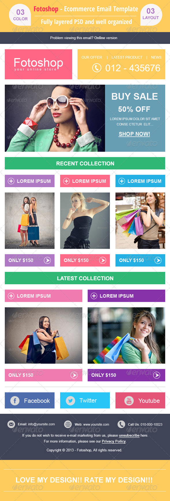 Fotoshop - Ecommerce Email Design PSD - E-newsletters Web Elements
