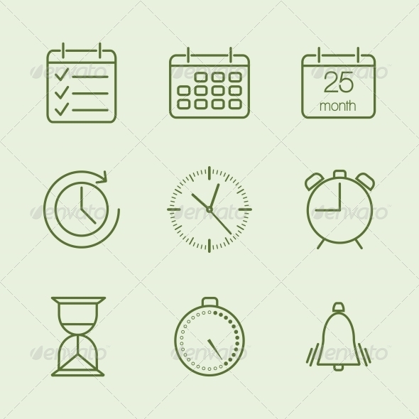 Contoured Time and Calendar Icons