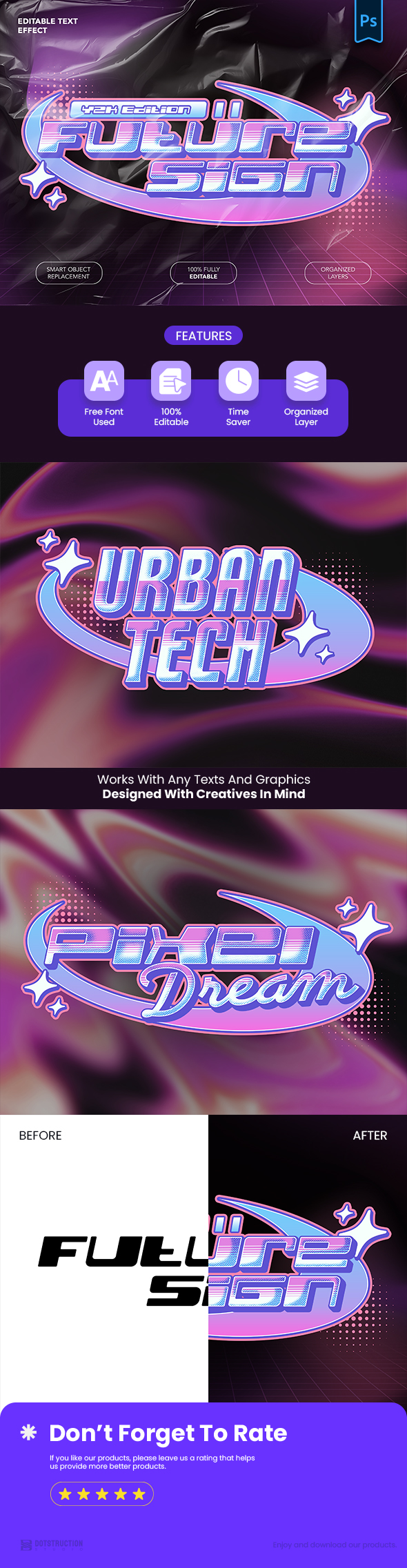 Y2K Futuristic Halftone Text Effect