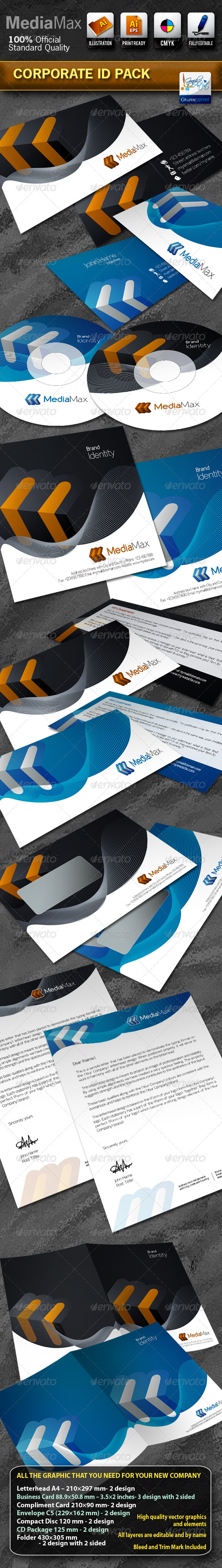 MediaMax Business Corporate ID Pack With Logo - Stationery Print Templates