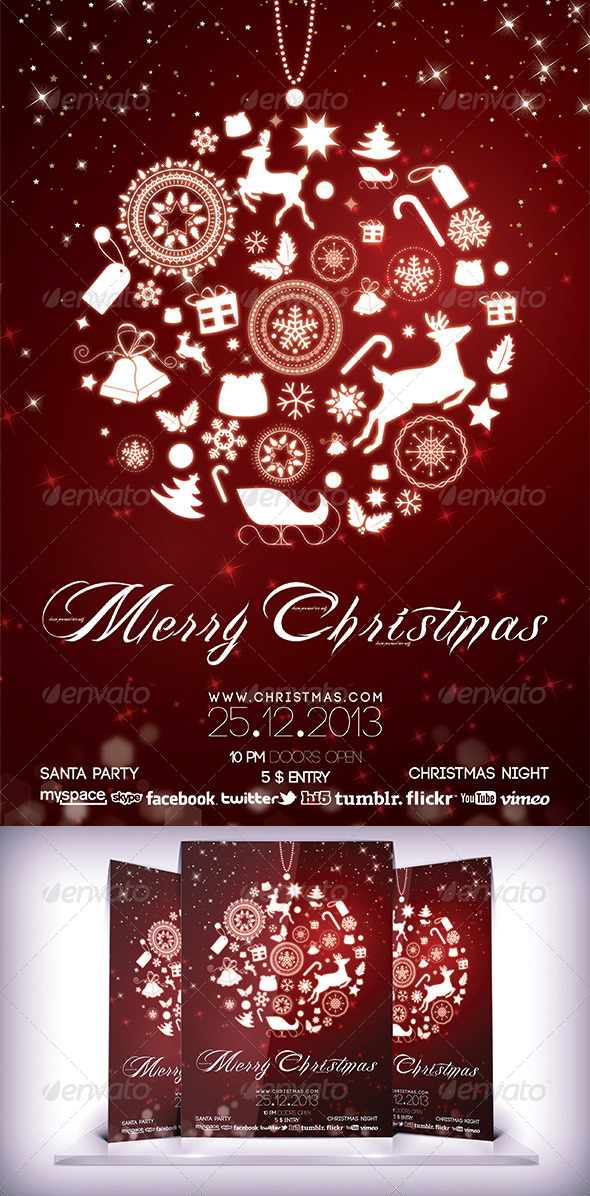 Christmas Night Party Flyer - Flyers Print Templates