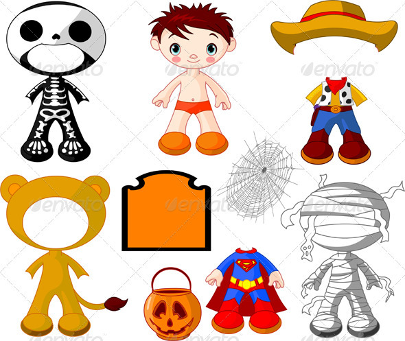 Boy with costumes for Halloween Party - Halloween Seasons/Holidays