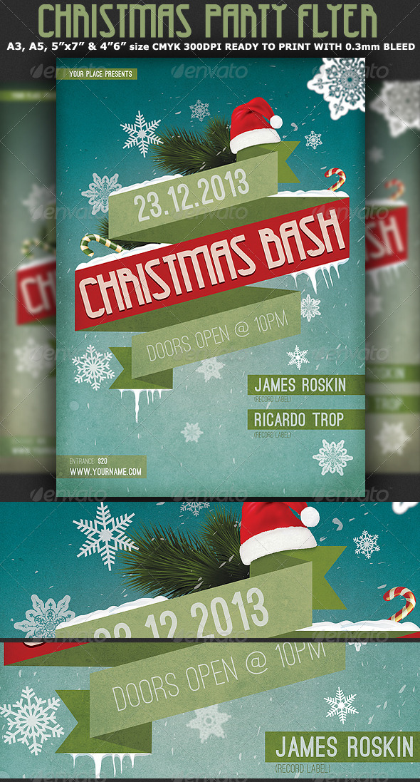 Christmas Bash Party Flyer Template - Clubs & Parties Events