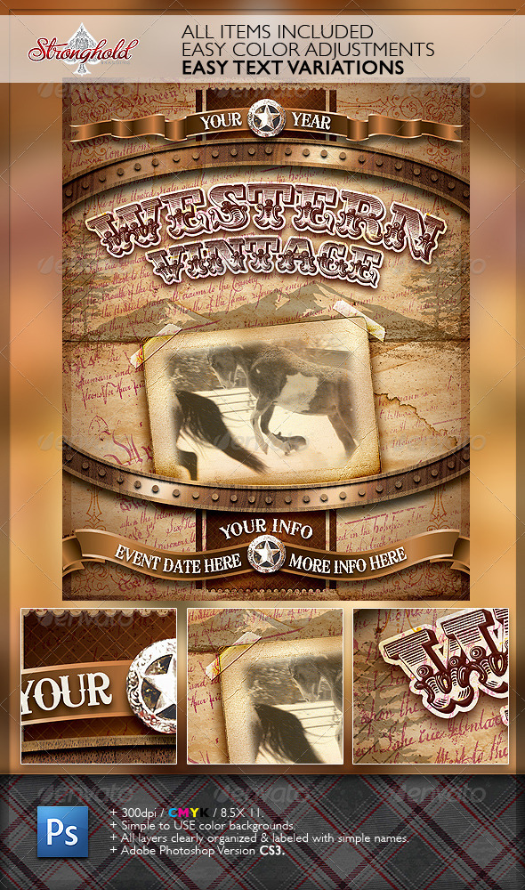 Vintage Western Crest Flyer Template - Events Flyers