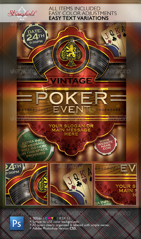 Vintage Poker Cigar Flyer Template - Events Flyers