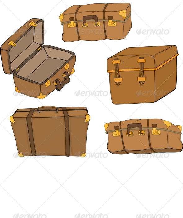The Complete Set of Old Suitcases - Objects Vectors