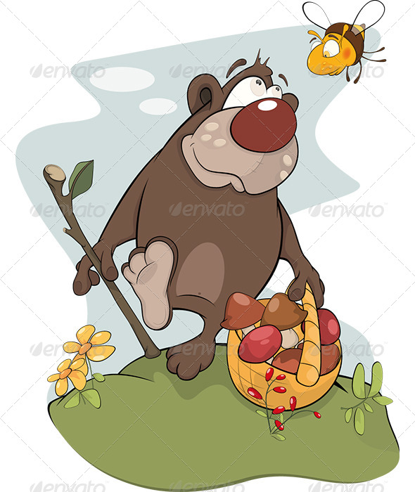 Bear and Bee. Cartoon - Animals Characters