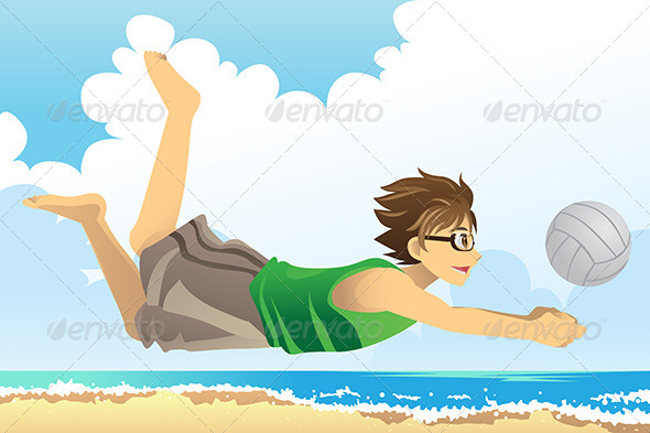 Man Playing Beach Volleyball - Sports/Activity Conceptual