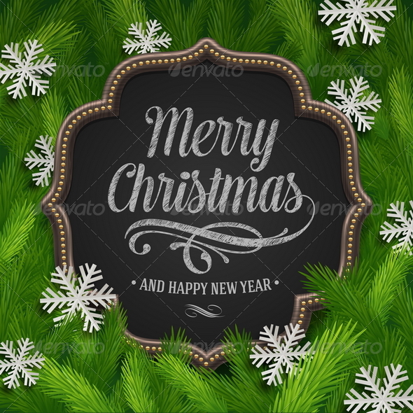 Chalkboard with Christmas Greeting - Christmas Seasons/Holidays