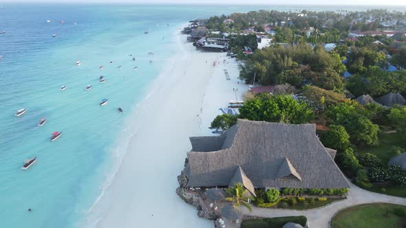 Boats in the Ocean Near the Coast of Zanzibar Tanzania alt