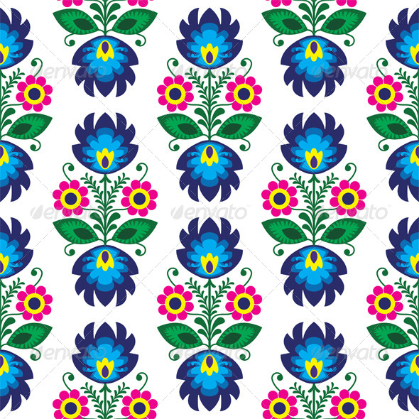 Seamless Traditional Floral Polish Pattern - Patterns Decorative