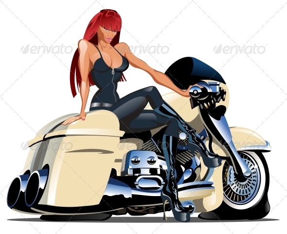 Vector Cartoon Motorbike - People Characters