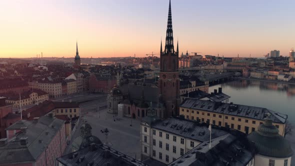 Stockholm Skyline at Sunrise Aerial View