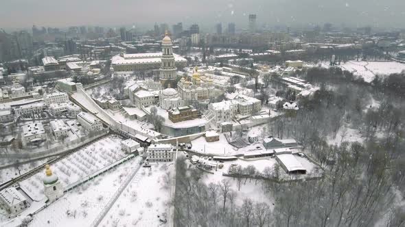 Kiev-Pechersk Lavra Falling Snow in a Winter