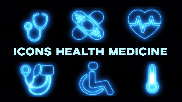 Icons Health Medicine abstract seamless animation of 4k lines