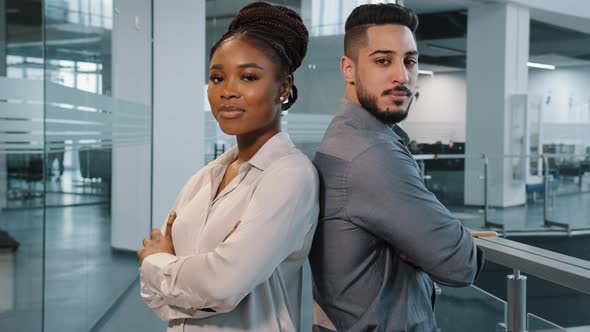 Two Confident Workers Multiracial Diverse Business Coworkers Colleagues Partners Indian Arab Man and alt