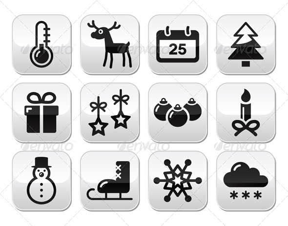 Christmas, Winter Red and Green Snowflakes Vector - Christmas Seasons/Holidays