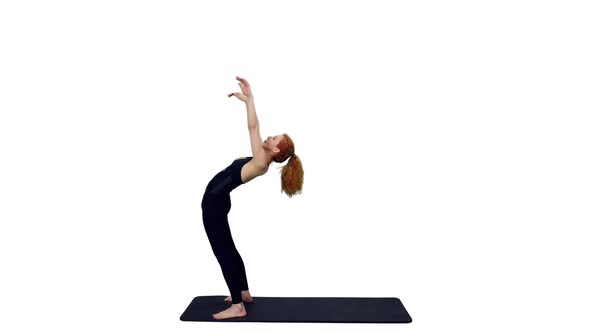 Athletic Female Doing Yoga Bridge Pose on Mat, Alpha Channel