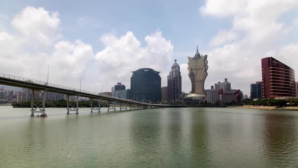 Nam Van Lake at Cathedral Macau Peninsula in China Timelapse alt