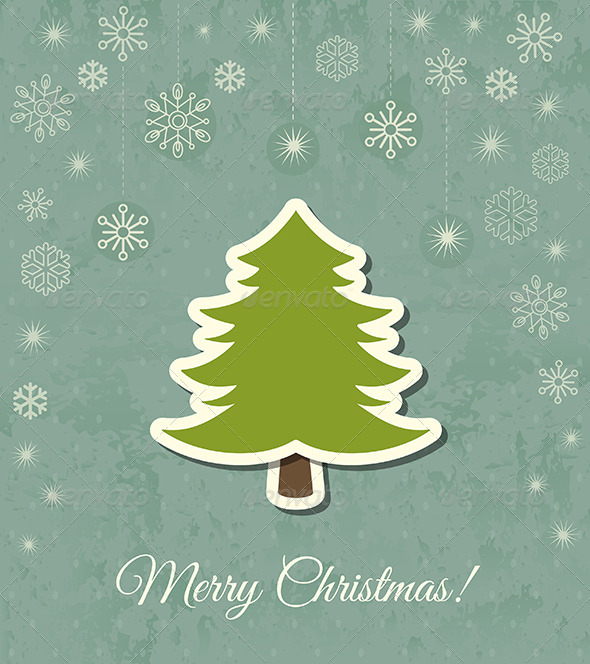 Christmas Tree Vector Card - Christmas Seasons/Holidays