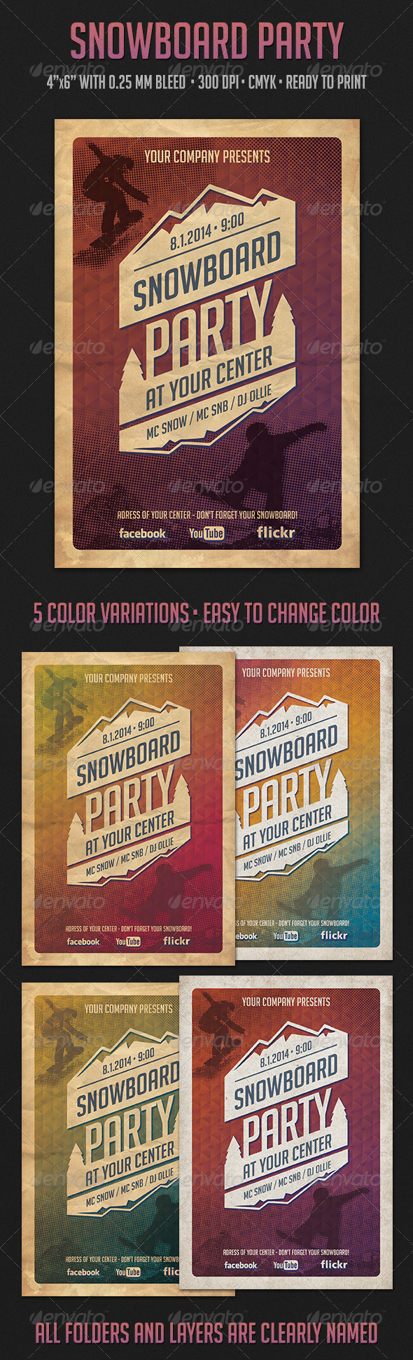 Snowboard Party Flyer - Flyers Print Templates