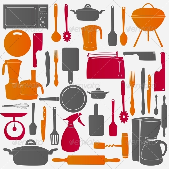 Vector Illustration of Kitchen Tools for Cooking - Backgrounds Decorative