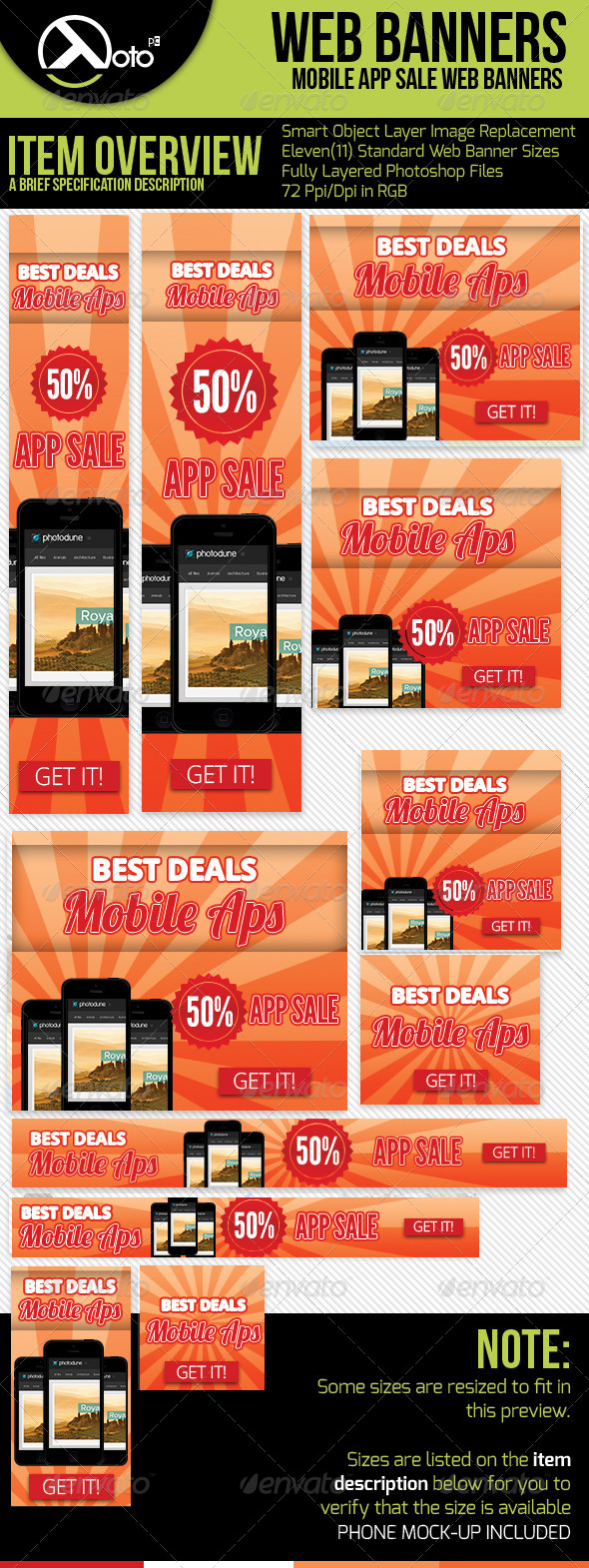 App Sale Web Banners with Phone Mock-up - Banners & Ads Web Elements