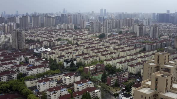 Pan shot of the resident building during the shanghai lockdown alt