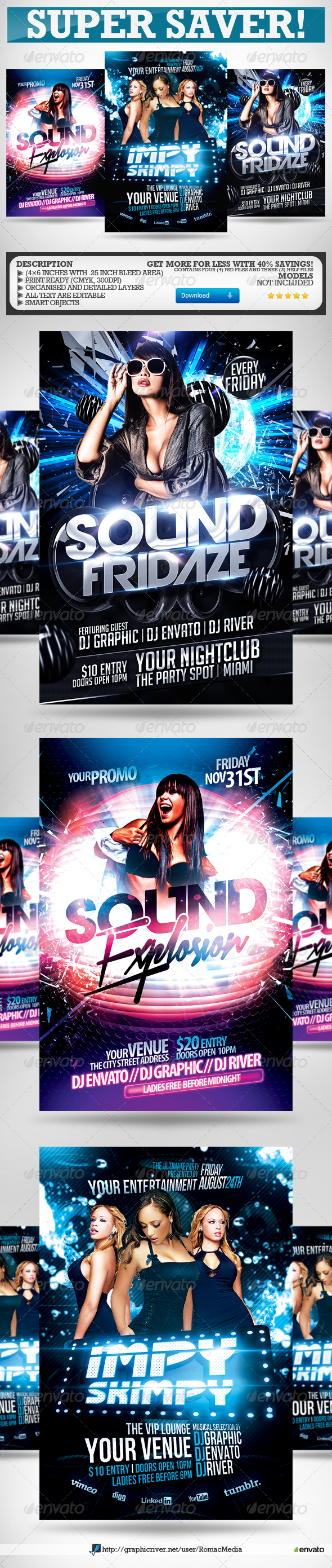 Dance Party Flyers Super Bundle - Clubs & Parties Events