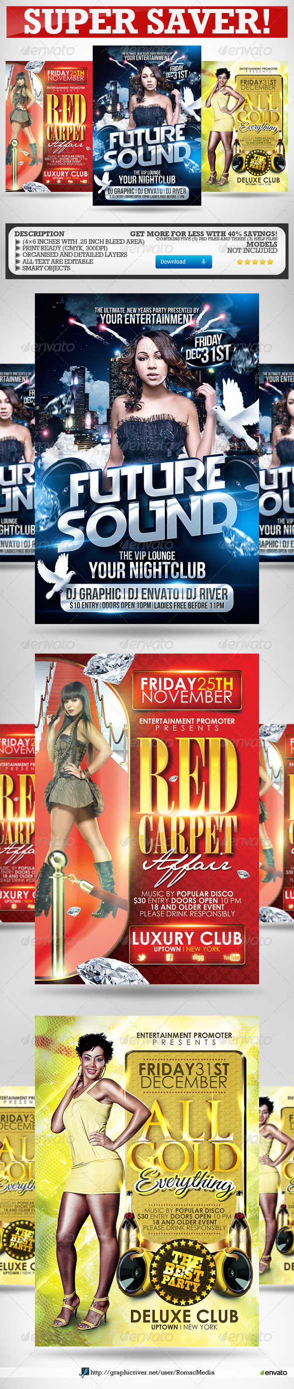 Elegant Party Flyers Super Bundle - Clubs & Parties Events